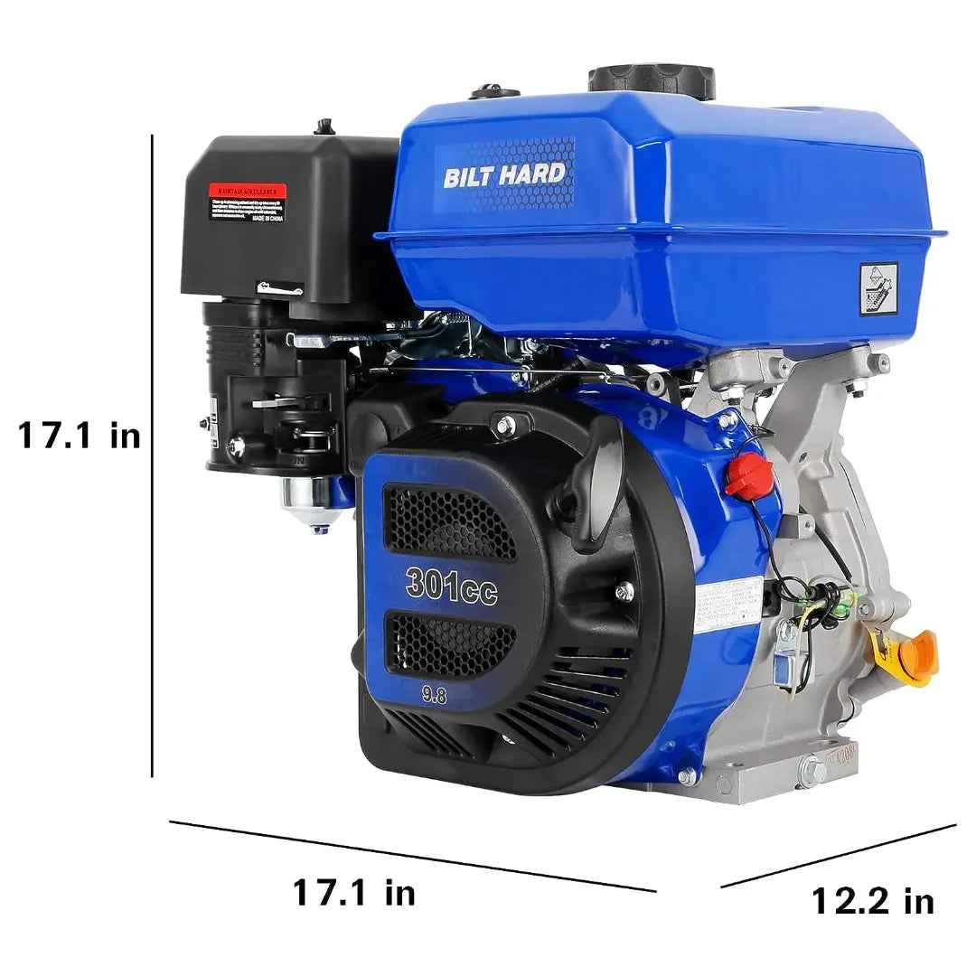 301cc 10HP Gas Powered Engine, Horizontal 4 Stroke OHV Gas Motor, Shaft 1