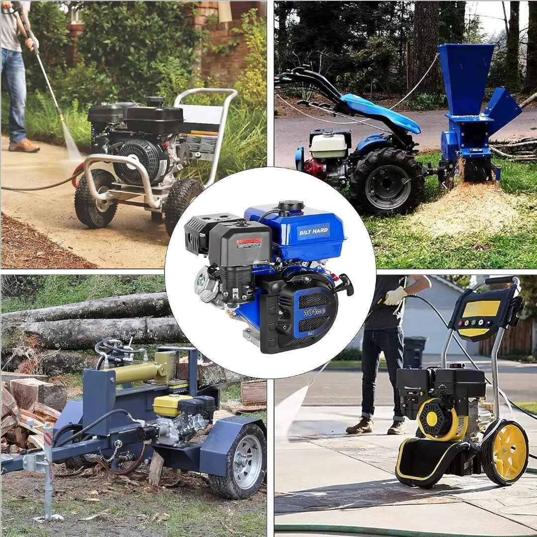 301cc 10HP Gas Powered Engine, Horizontal 4 Stroke OHV Gas Motor, Shaft 1