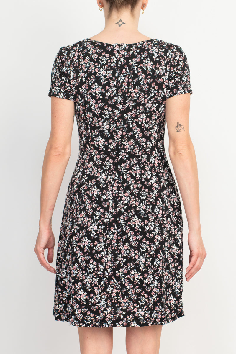 Connected Apparel Floral Soft Dress - Mauve Scuba Crepe