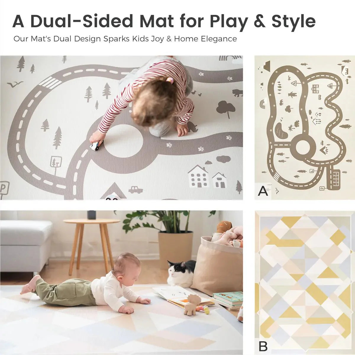 Tiny Land Double-Sided Baby Playmat Urban Zoo Adventure