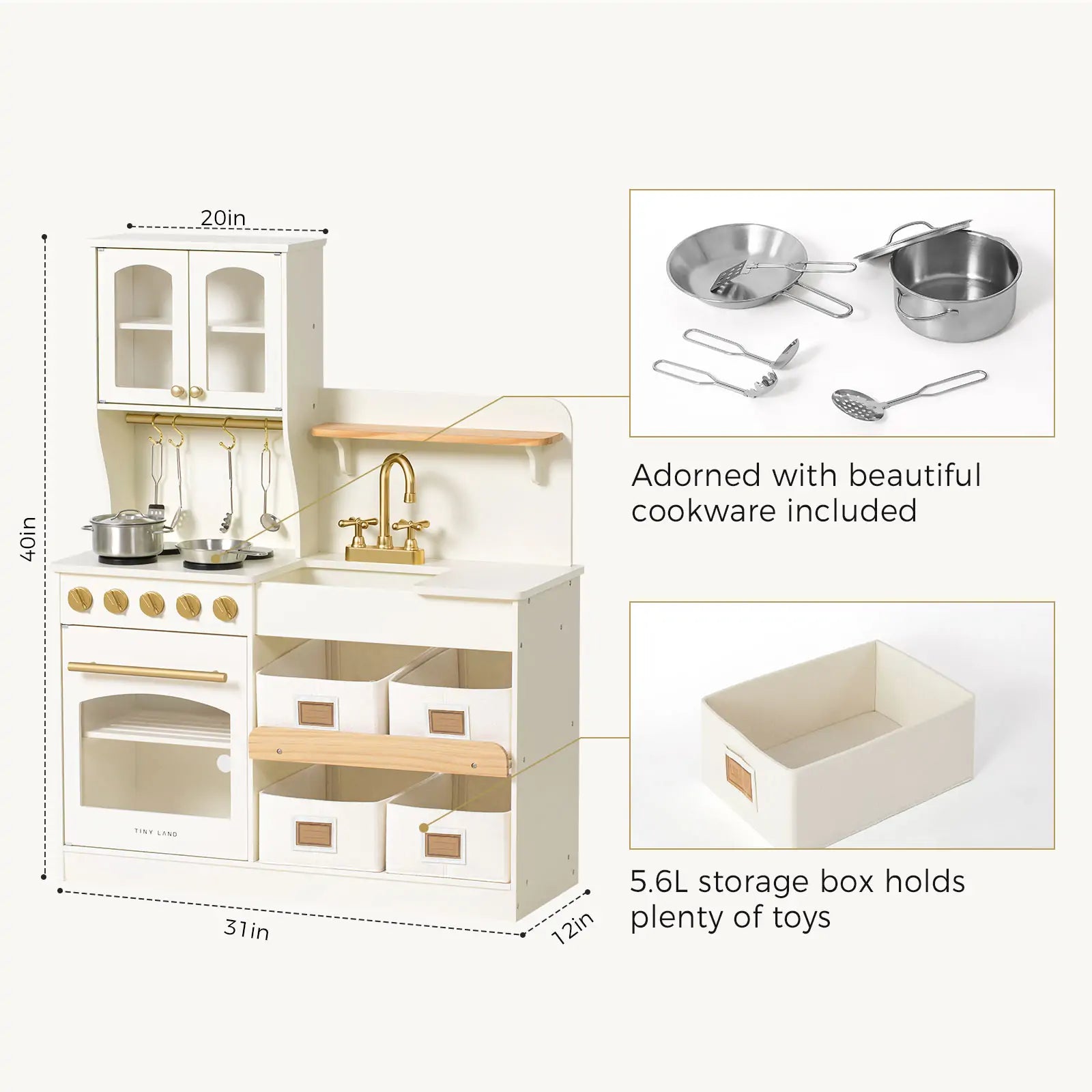 Tiny Land Serenity Play Kitchen - Cream