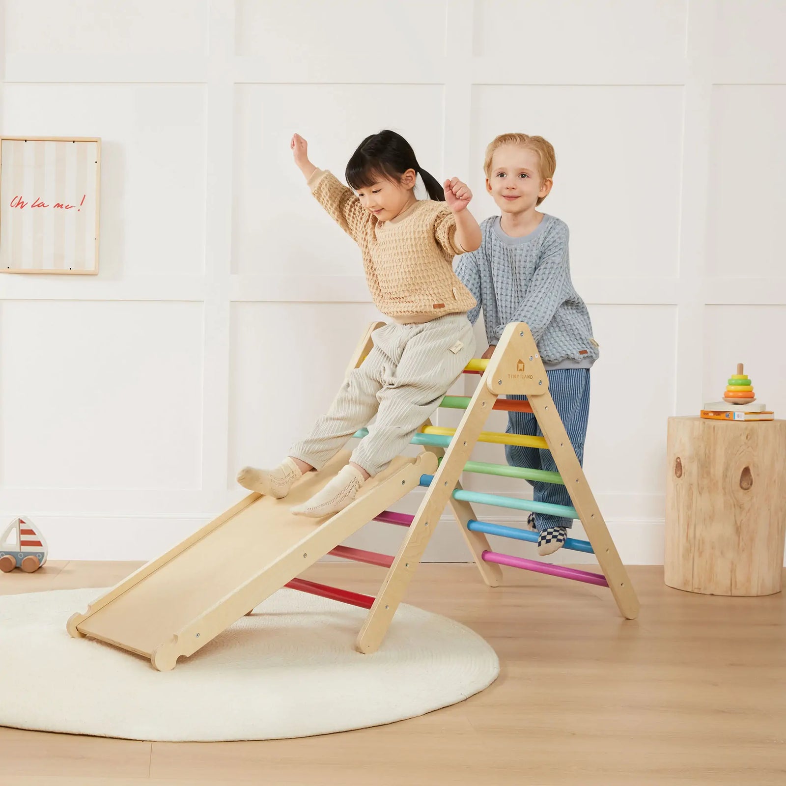 Tiny Land 7-in-1 Rainbow Climbing Set with Play Pad