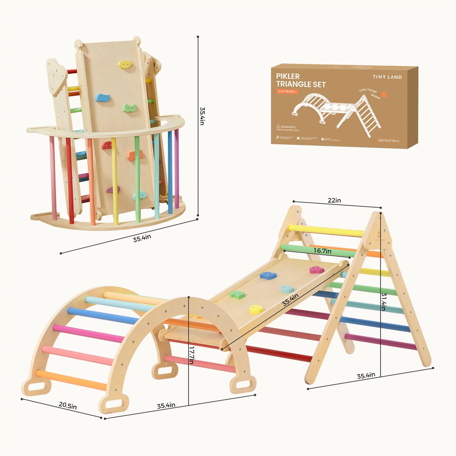 Tiny Land 7-in-1 Rainbow Climbing Set with Play Pad