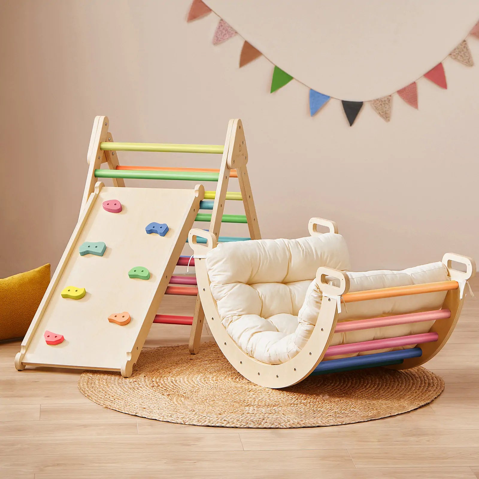 Tiny Land 7-in-1 Rainbow Climbing Set with Play Pad