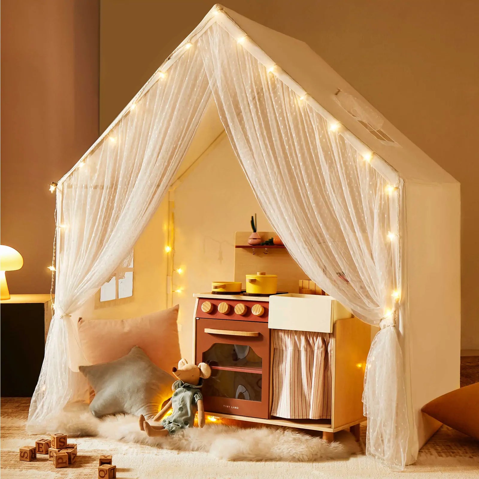 Tiny Land Large Space Play House with Star Lights