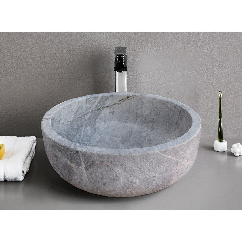 Natural Stone Sirius Silver Marble Vessel Sink Polished (D)16