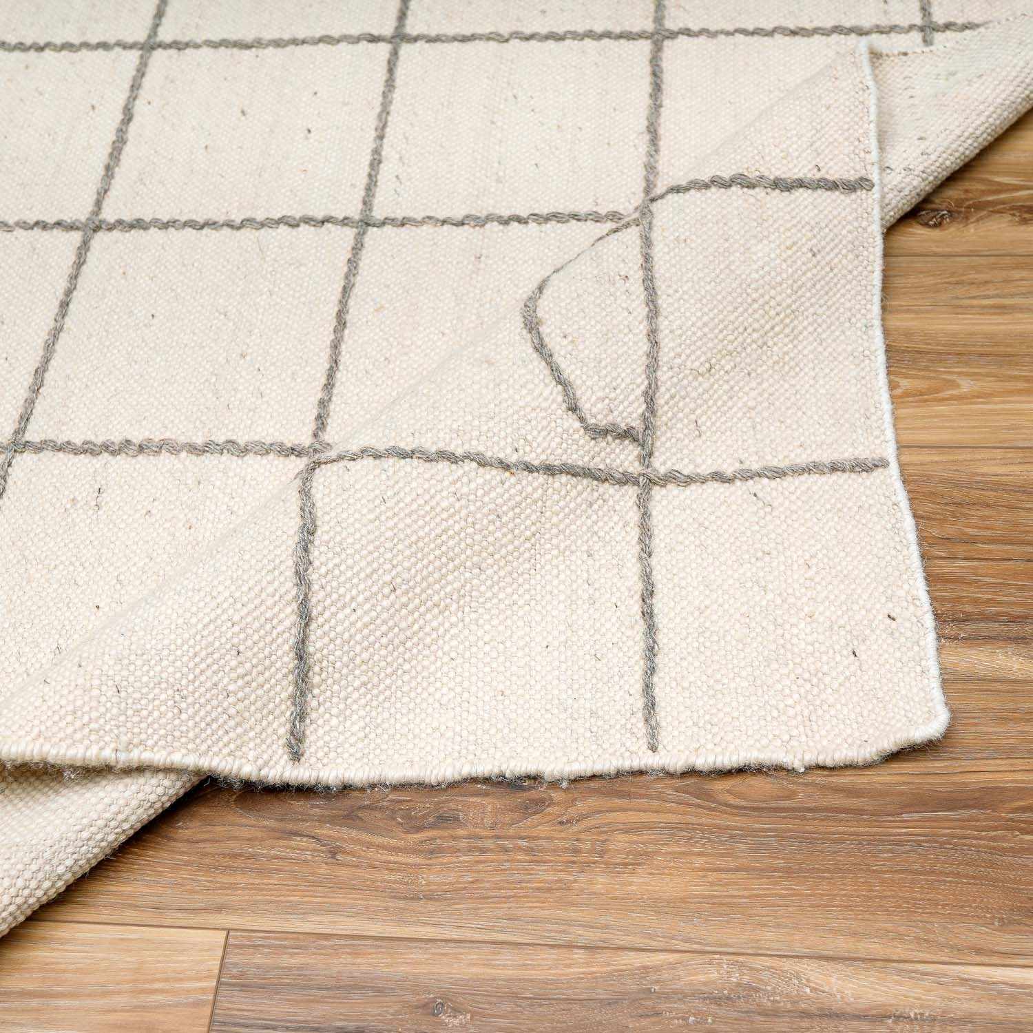 Tieve Black & White Grid Wool Rug