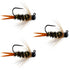 3 Pack Black Tungsten Bead Prince Jig Tactical Czech Nymph Euro Nymphing Fly - Hook Size 16