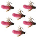 Tungsten Bead Hot Pink Mop Fly Tactical Jig Czech Euro Nymph Barbless Fly 6 Flies - Size 14
