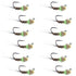 Tungsten Bead Hot Spot Pheasant Tail Tactical Jig Chartreuse Czech Nymph Euro Nymphing Fly - 1 Dozen Flies Size 14