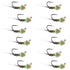 Tungsten Bead Hot Spot Pheasant Tail Tactical Jig Chartreuse Czech Nymph Euro Nymphing Fly - 1 Dozen Flies Size 16