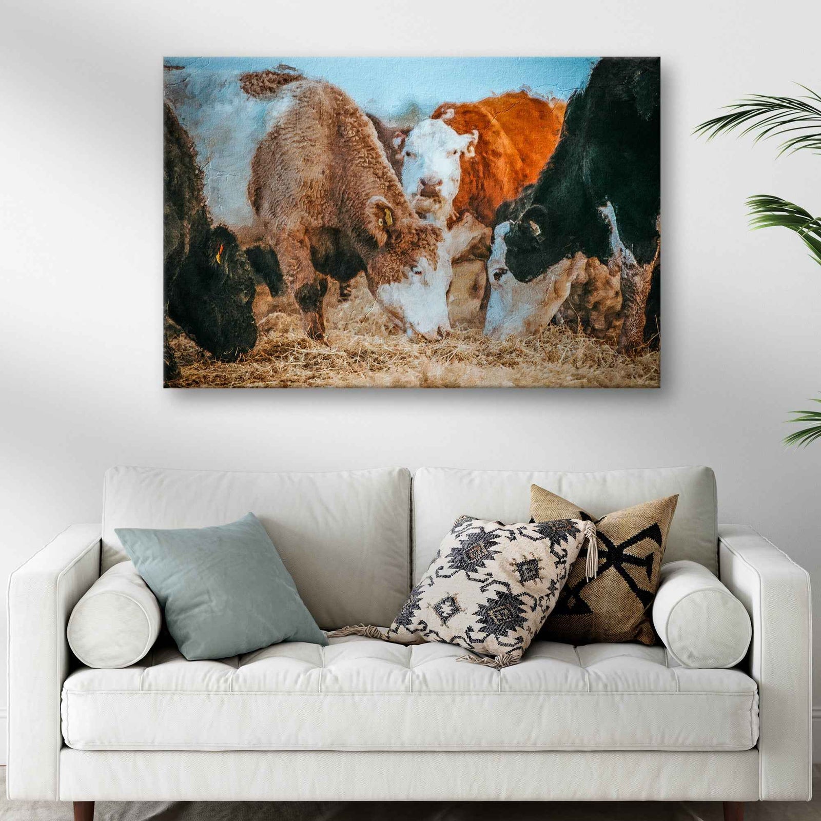 Family Of Hereford Cattle Canvas Wall Art