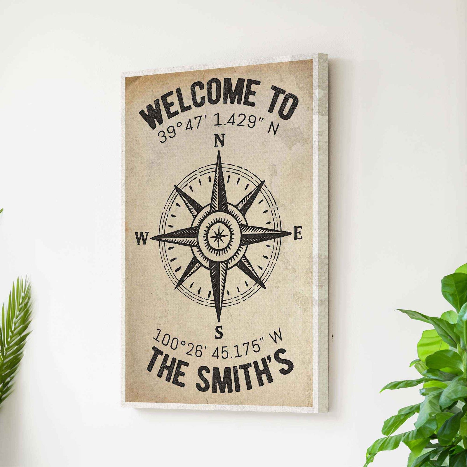 Welcome To Family Home Coordinates Sign