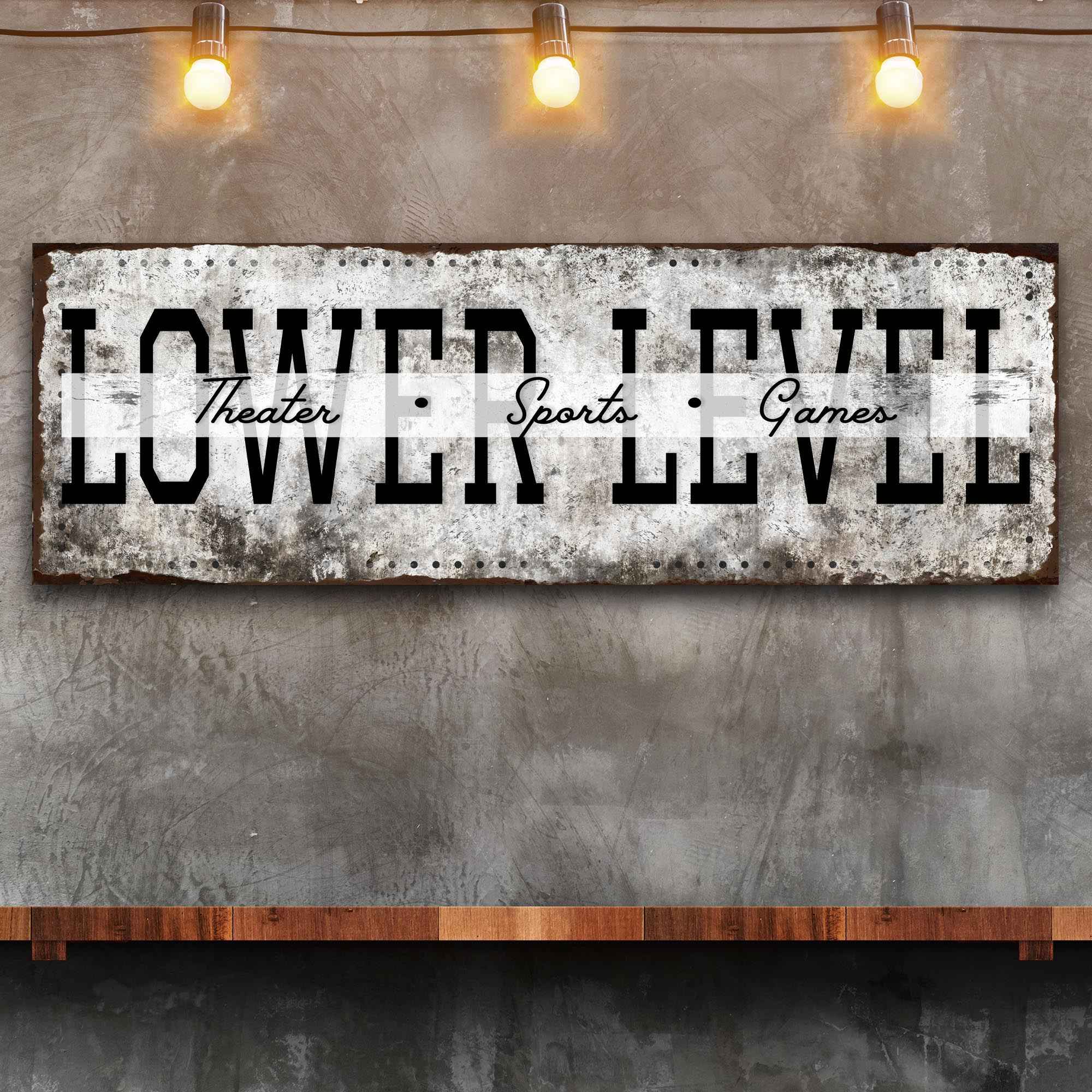 Lower Level Theater Sports Games Basement Bar Sign