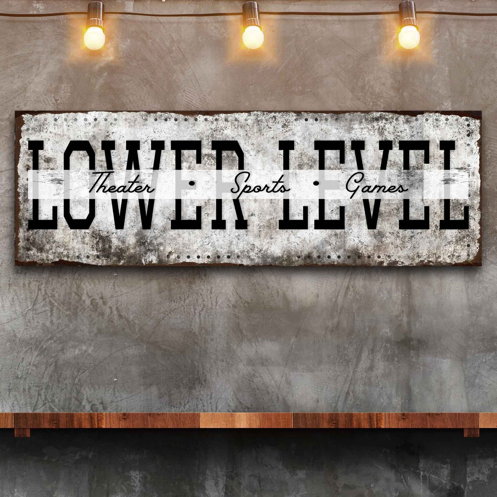 Lower Level Theater Sports Games Basement Bar Sign
