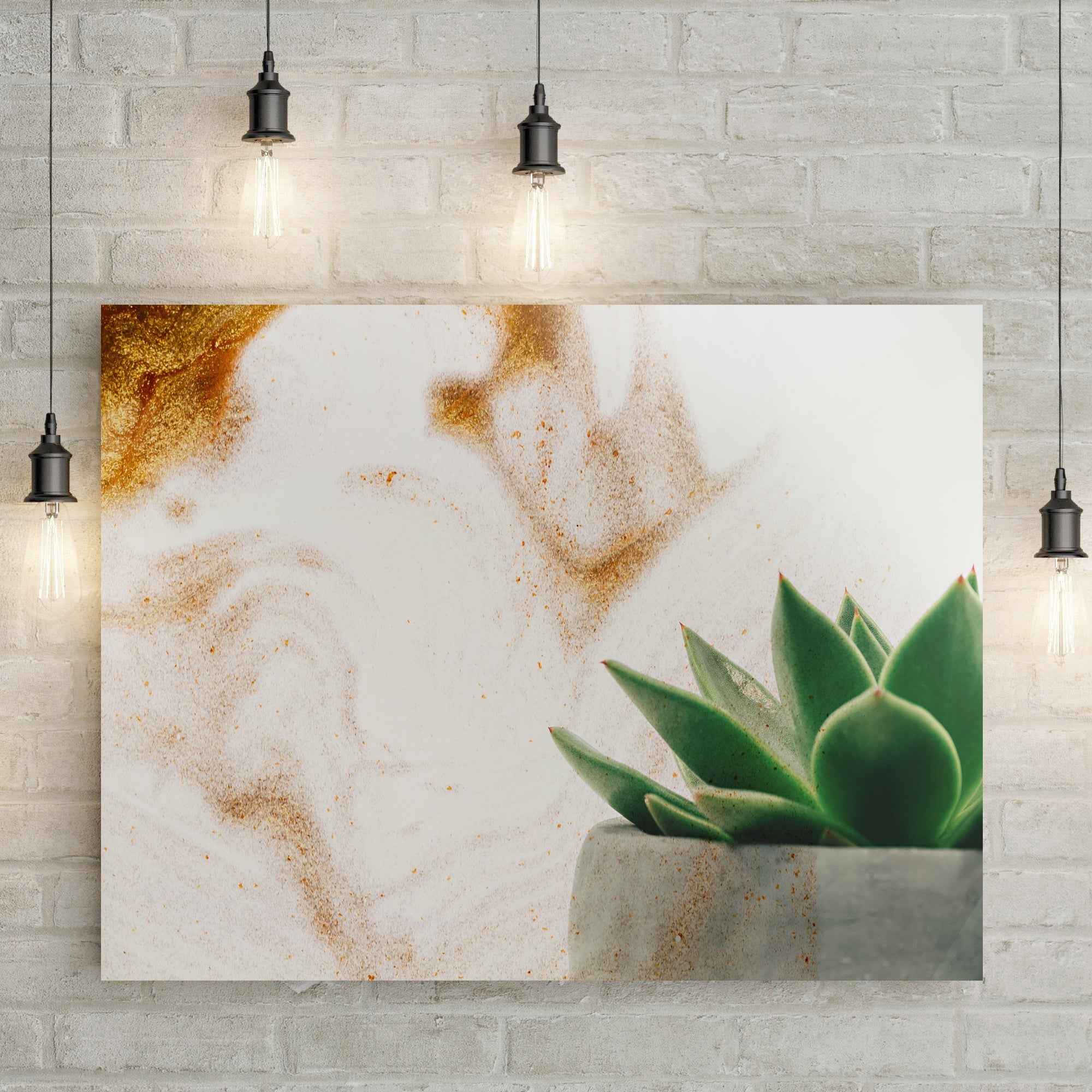 Stone Pot Succulent Plant Canvas Wall Art