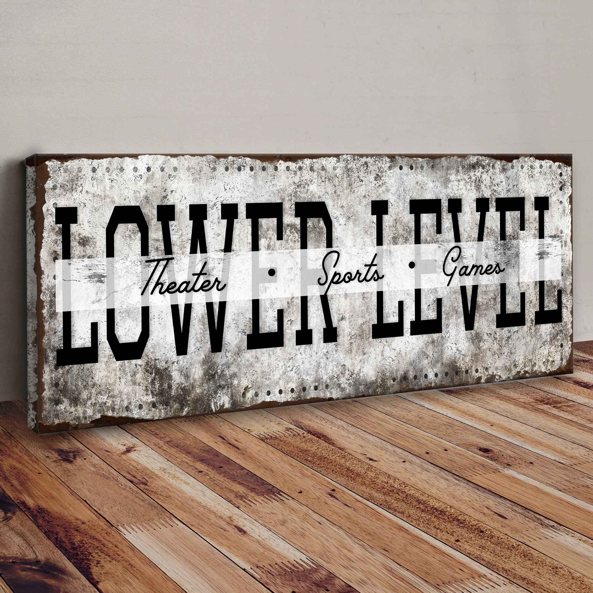 Lower Level Theater Sports Games Basement Bar Sign