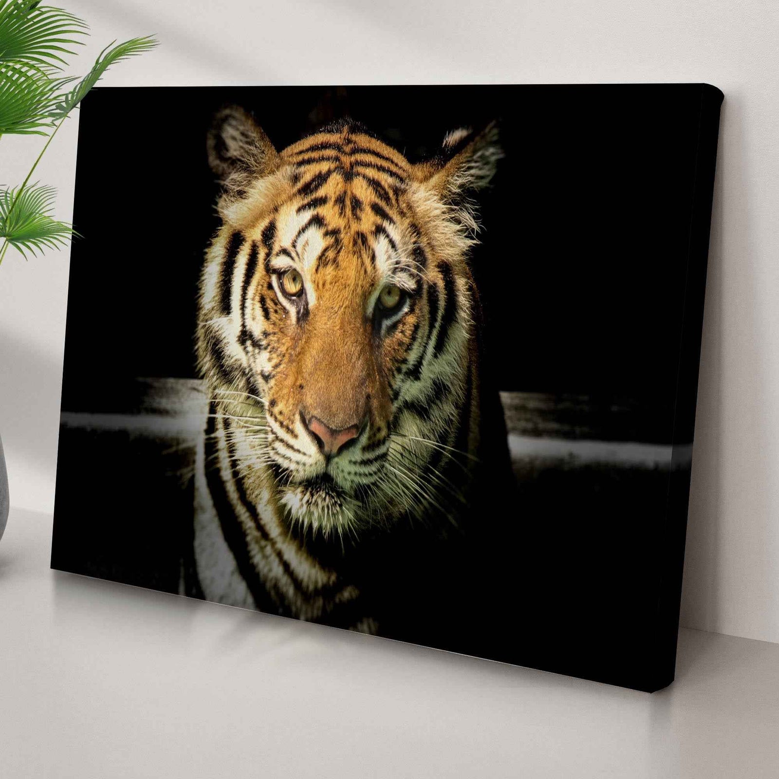 Lurking Tiger In The Dark Canvas Wall Art