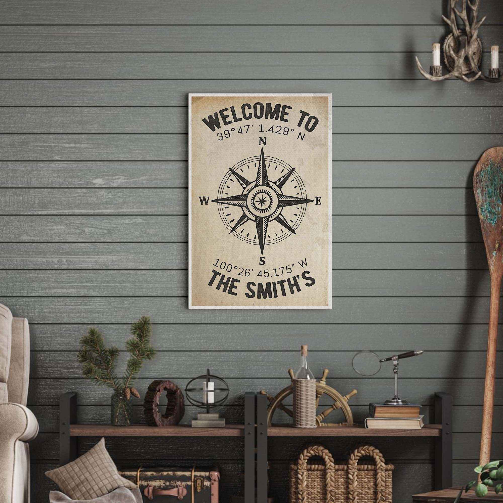 Welcome To Family Home Coordinates Sign