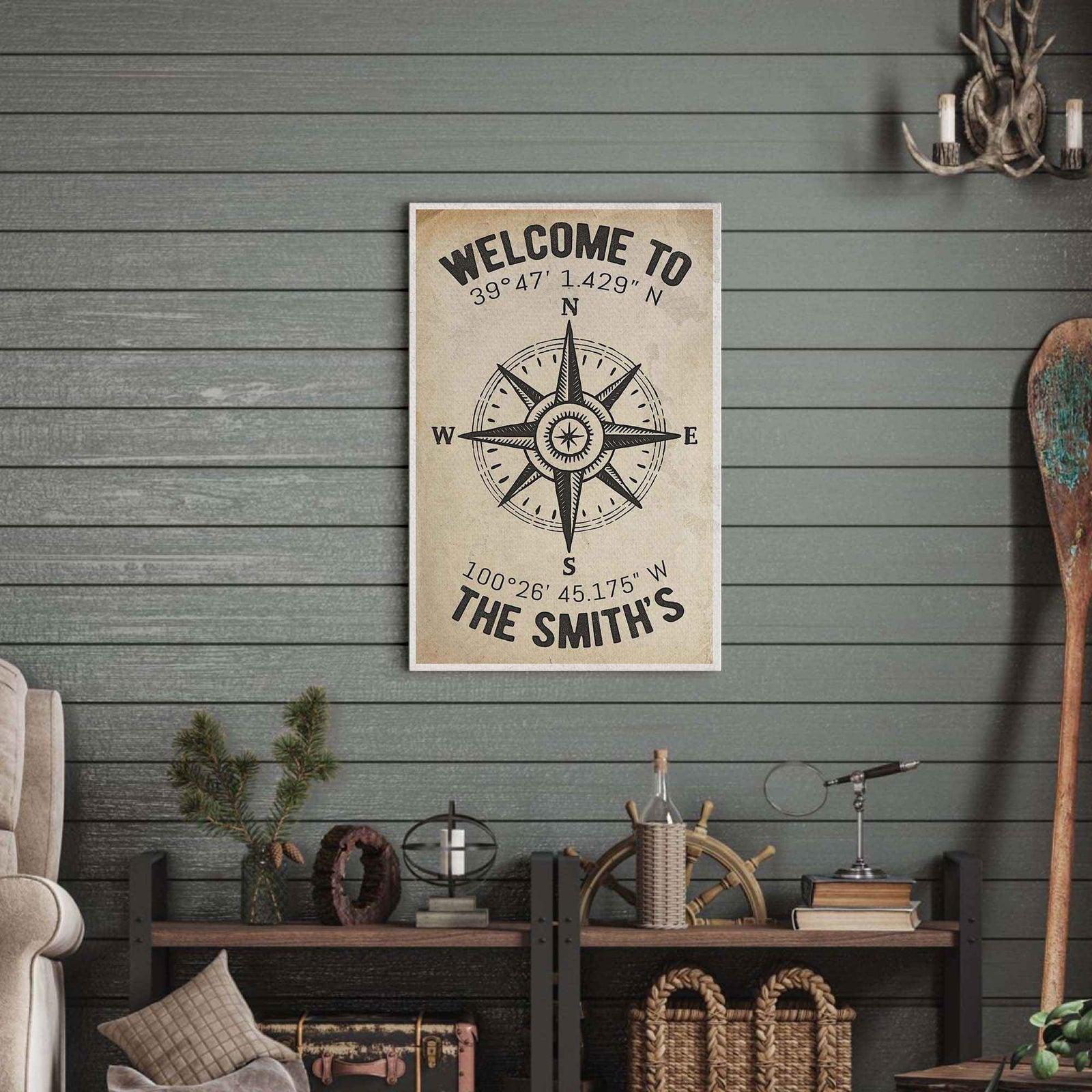 Welcome To Family Home Coordinates Sign