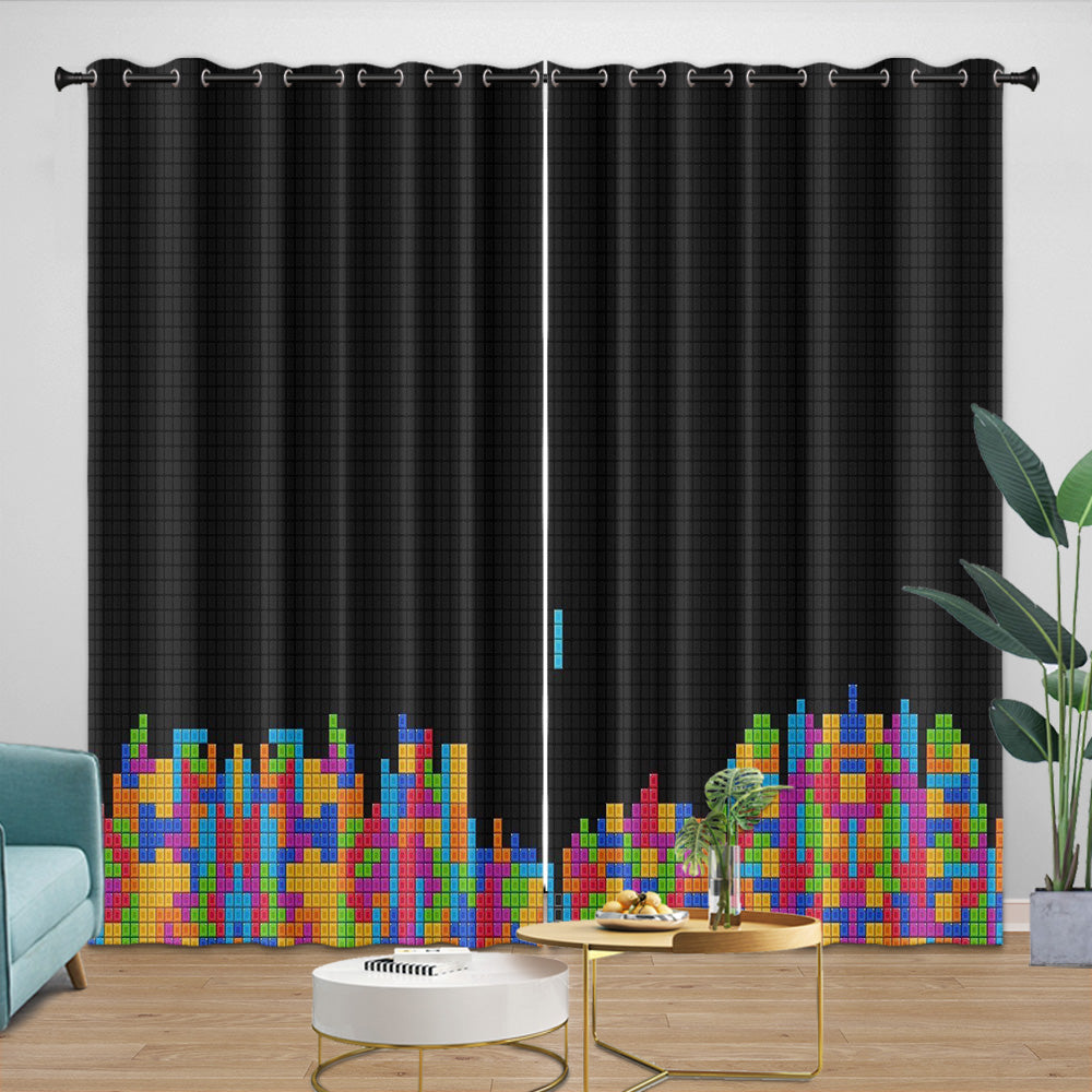 Tetris Curtains Blackout Window Drapes Room Decoration