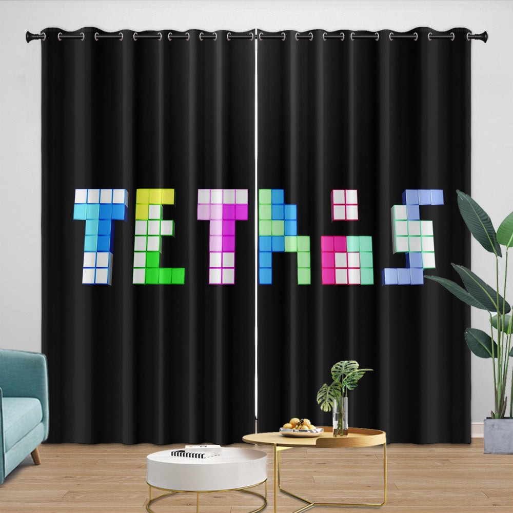 Tetris Curtains Blackout Window Drapes Room Decoration