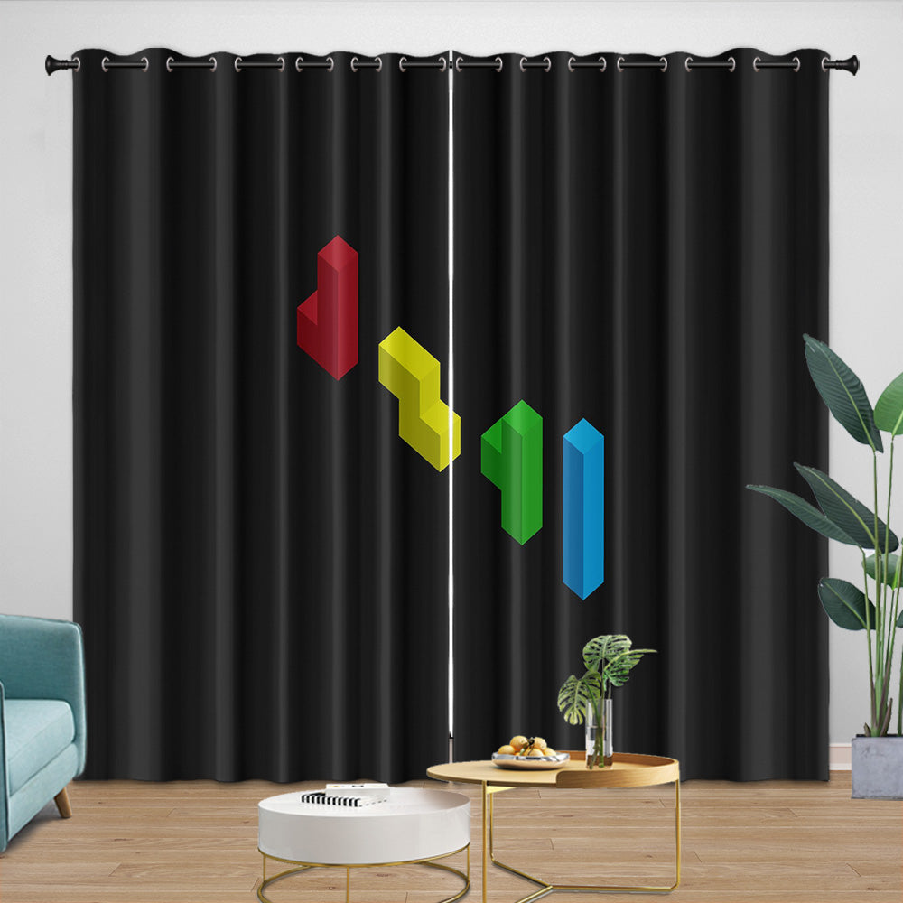 Tetris Curtains Blackout Window Drapes Room Decoration