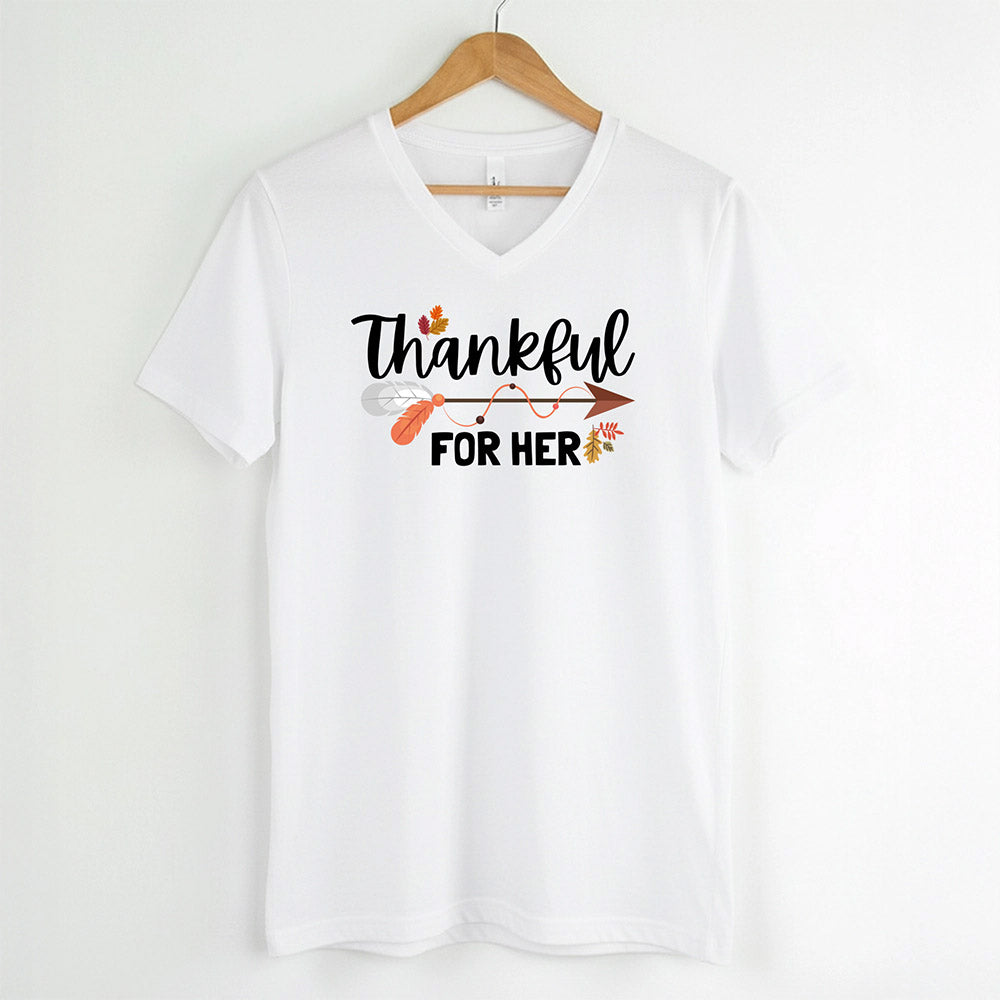 EXPEDITE to Receive in Time - Thankful For Her/Him Valentines Couple V-Neck