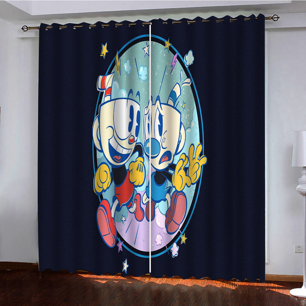 The Cuphead Show Curtains Pattern Blackout Window Drapes