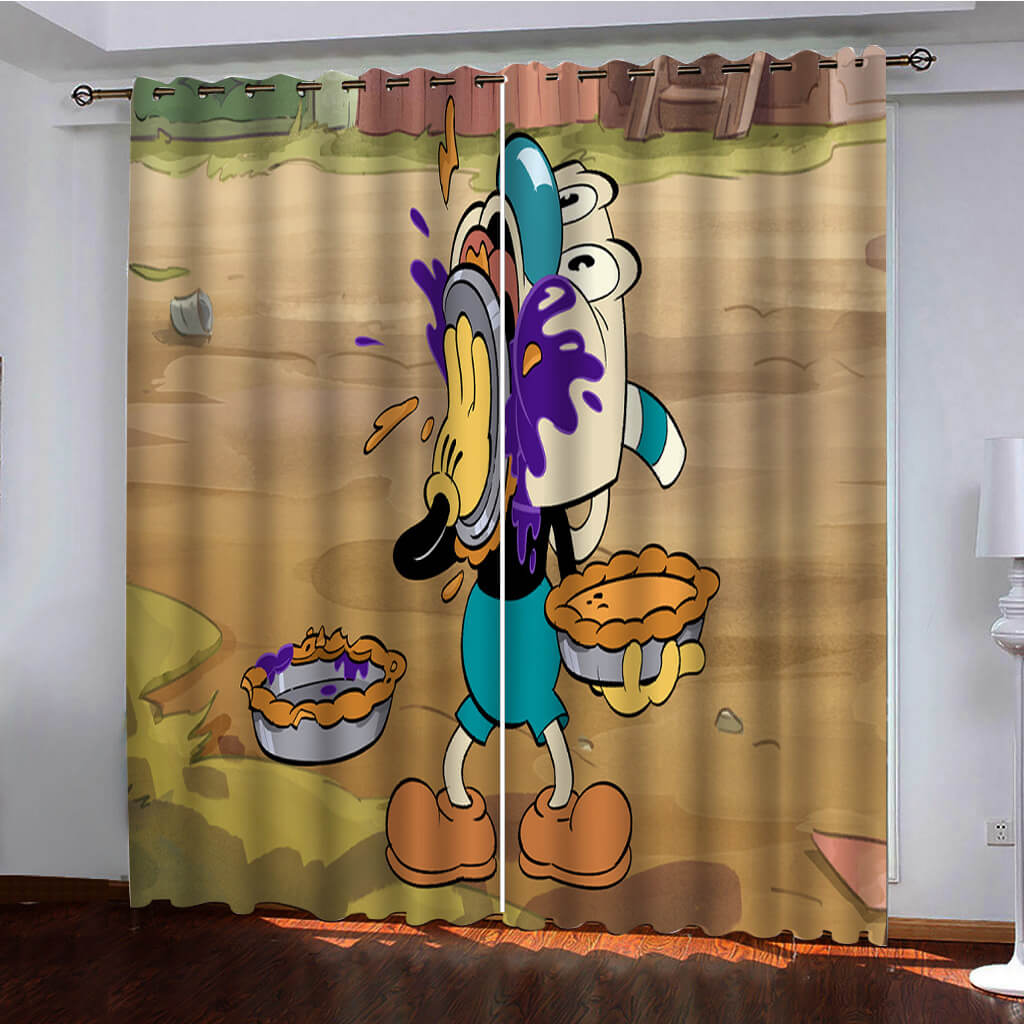 The Cuphead Show Curtains Pattern Blackout Window Drapes