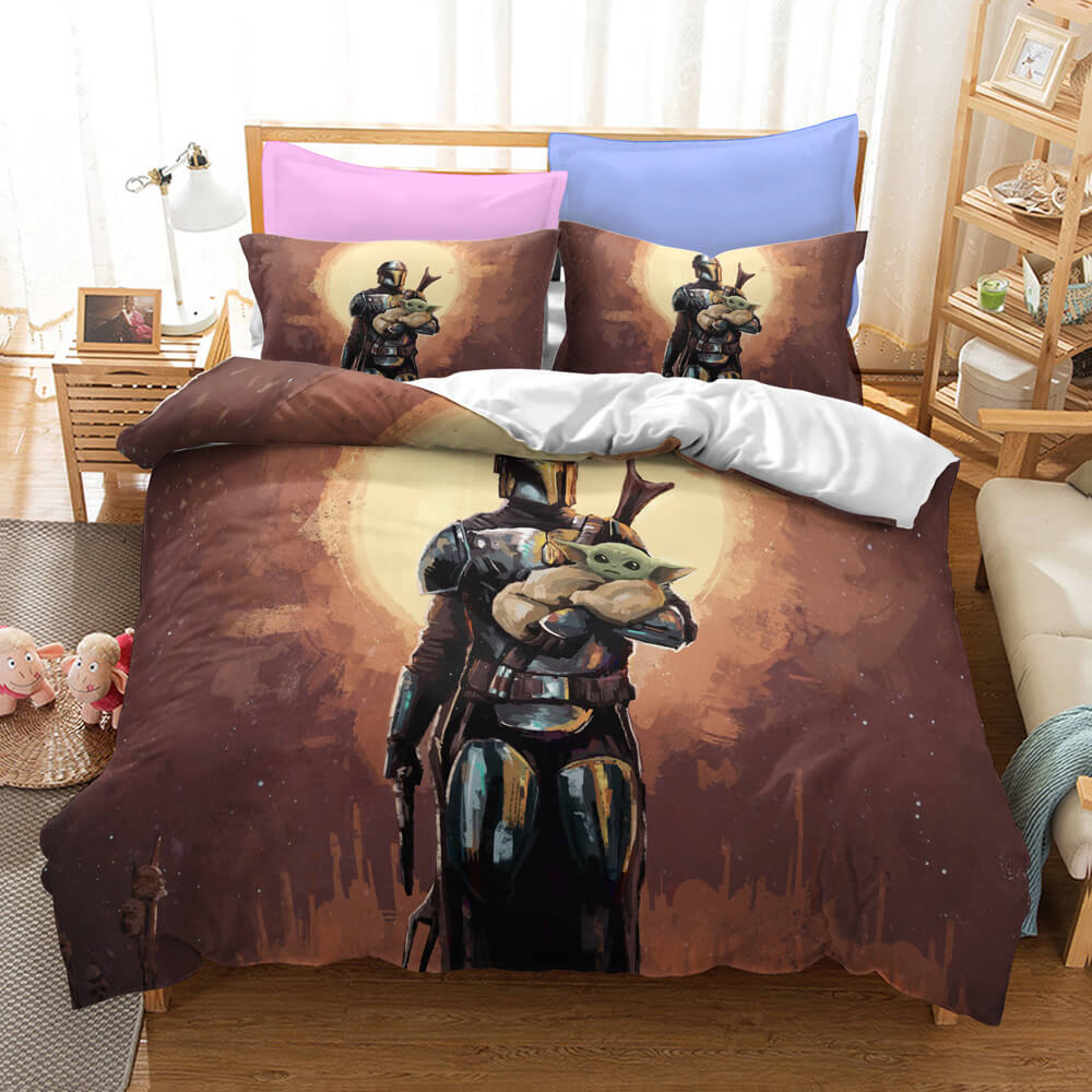 The Mandalorian Yoda Baby Pattern Bedding Quilt Covers Without Filler