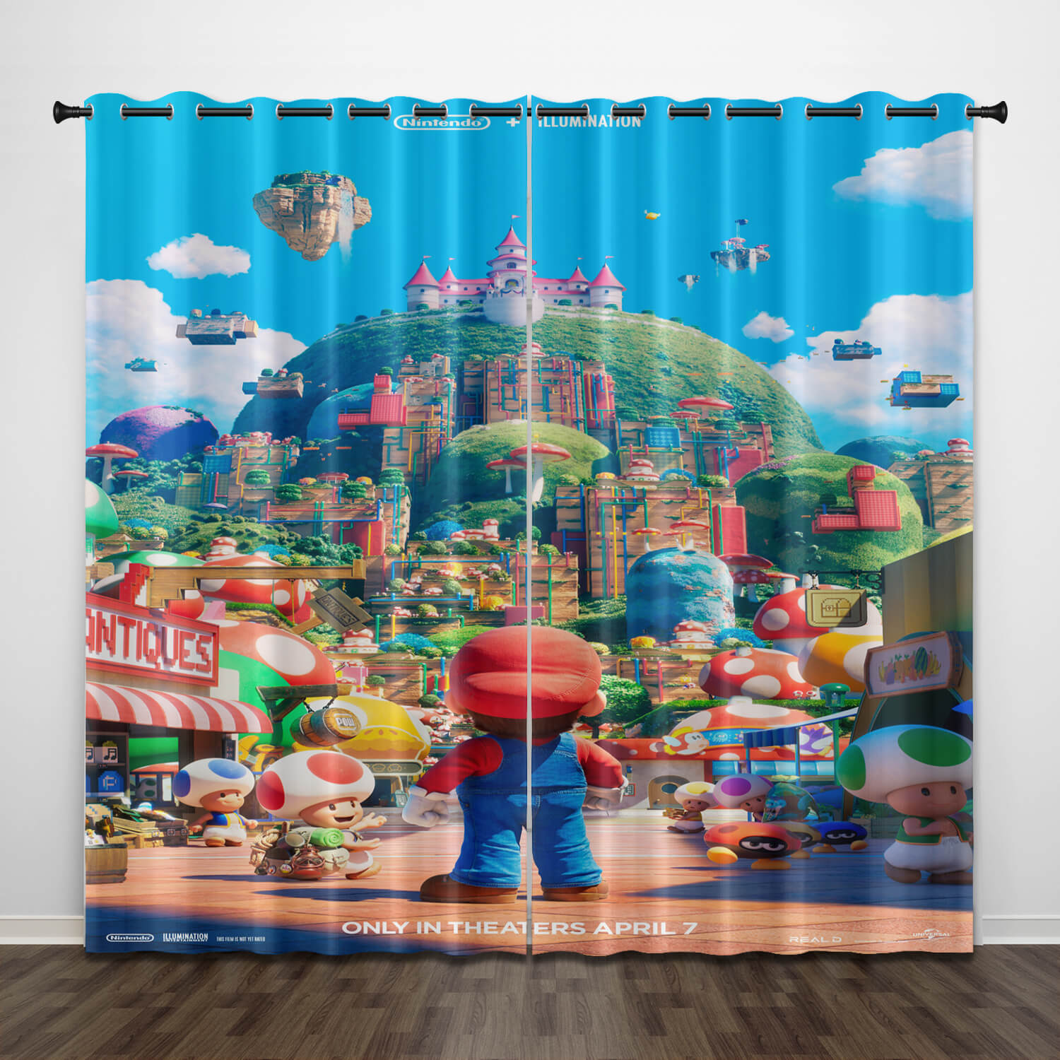 The Super Mario Bros Movie Curtains Blackout Window Drapes Decoration