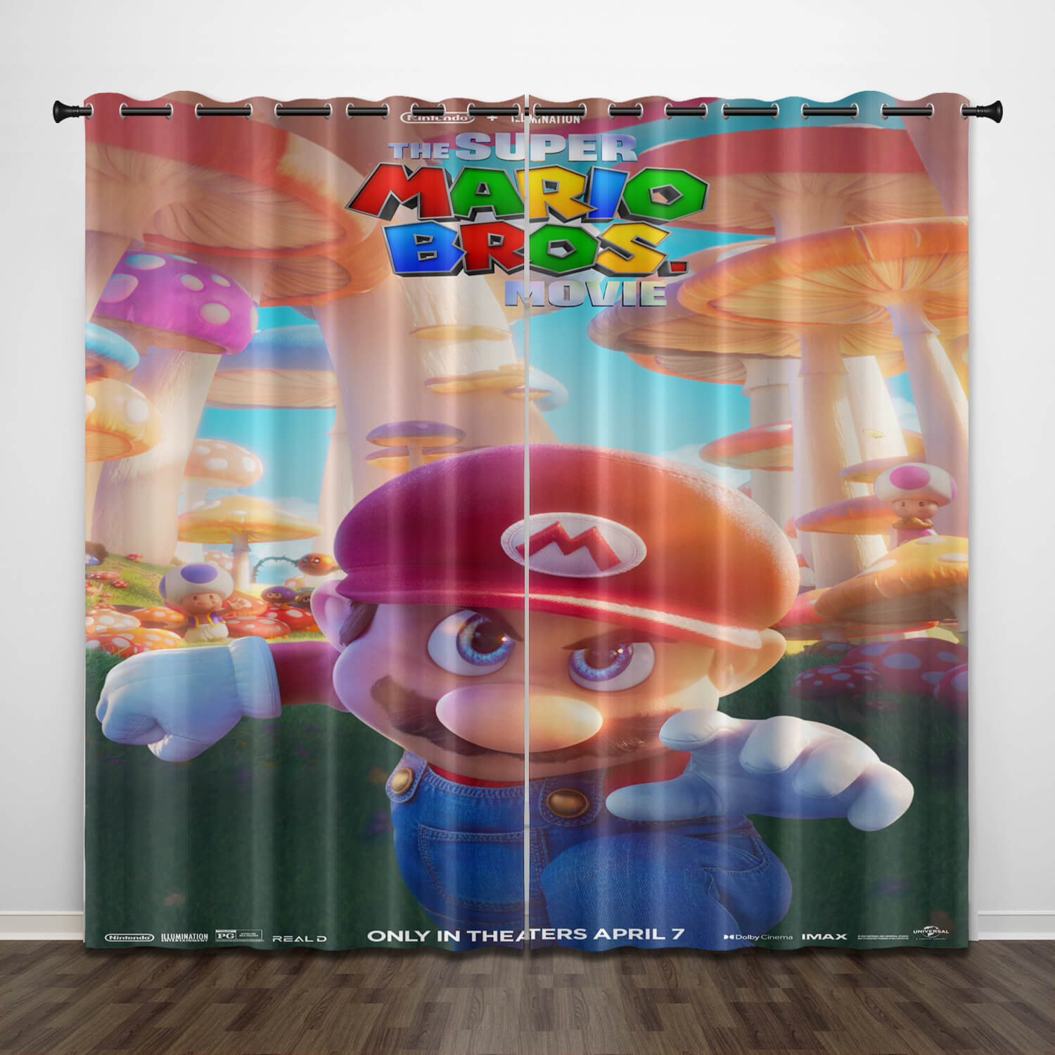 The Super Mario Bros Movie Curtains Blackout Window Drapes Decoration