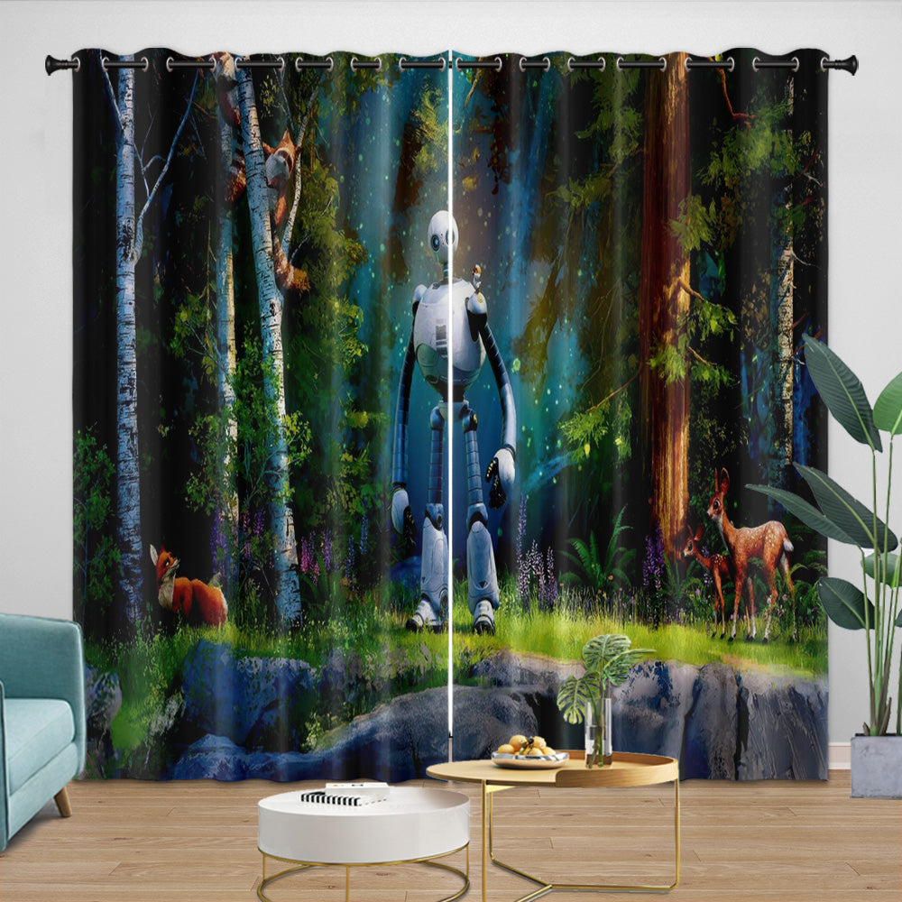 The Wild Robot Curtains Blackout Window Drapes Room Decoration