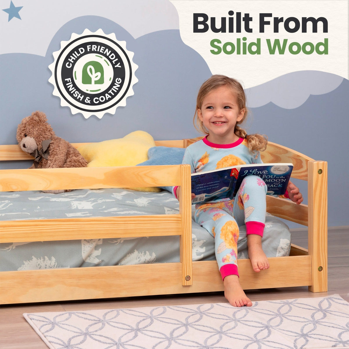 Full-Size Montessori Floor Bed with Strong Slatted Frame