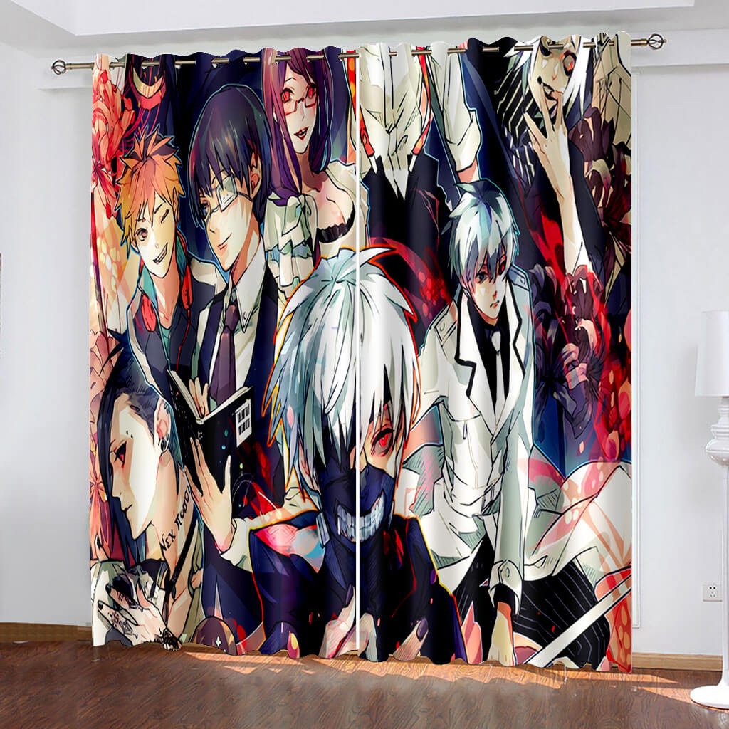 Tokyo Ghoul Curtains Cosplay Blackout Window Treatments Drapes for Room Decor