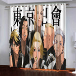 Tokyo Revengers Pattern Curtains Blackout Window Drapes