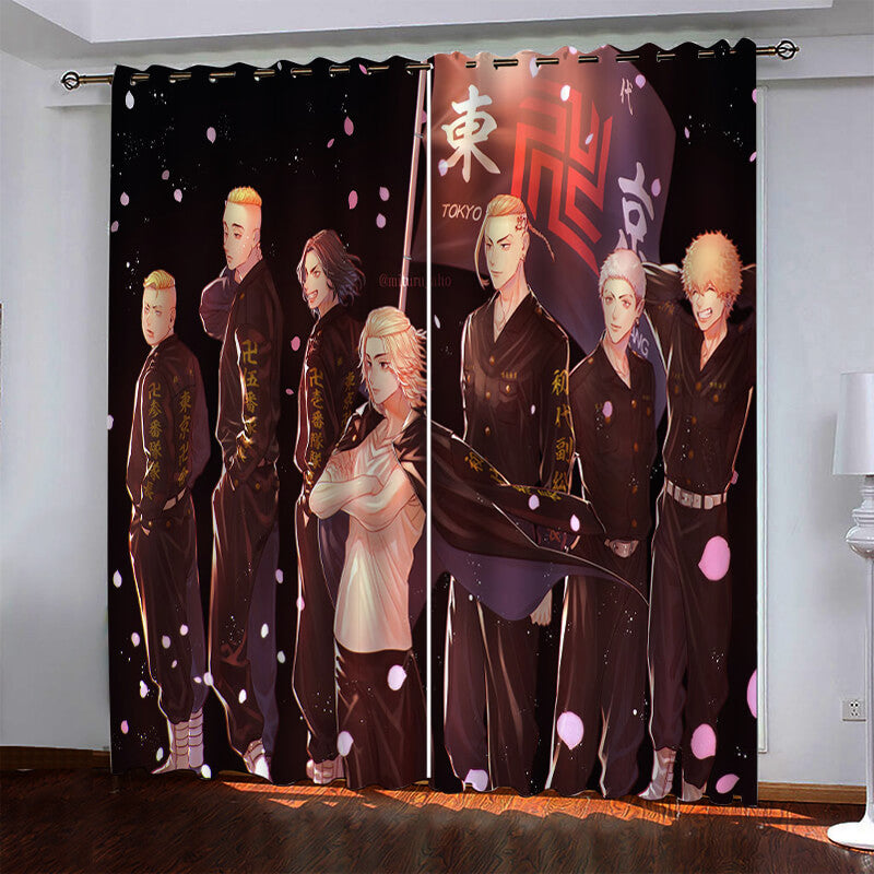 Tokyo Revengers Pattern Curtains Blackout Window Drapes
