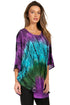 Sakkas Ellesa Ombre Tie Dye Circle Poncho Blouse Shirt Top With Sequin Embroidery