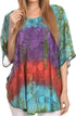 Sakkas Ellesa Ombre Tie Dye Circle Poncho Blouse Shirt Top With Sequin Embroidery