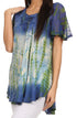 Sakkas Dina Relaxed Fit Sequin Tie Dye Embroidery Cap Sleeves Blouse / Top