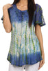 Sakkas Dina Relaxed Fit Sequin Tie Dye Embroidery Cap Sleeves Blouse / Top