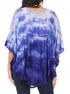 Sakkas Lepha Long Wide Multi Colored Tie Dye Sequin Embroidered Poncho Top Blouse