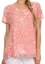 Sakkas Charolette Embroidery And Seqiun Accents Blouse