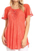 Sakkas Ellie Sequin Embroidered Cap Sleeve Scoop Neck Relaxed Fit Blouse