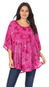 Sakkas Cleeo Long Wide Tie Dye Lace Embroidered Sequin Poncho Blouse Top Cover Up