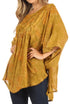 Sakkas Cleeo Long Wide Tie Dye Lace Embroidered Sequin Poncho Blouse Top Cover Up