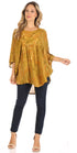 Sakkas Cleeo Long Wide Tie Dye Lace Embroidered Sequin Poncho Blouse Top Cover Up