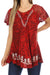 Sakkas Ash Speckled Tiedye Embroidered Cap Sleeve Blouse Top With Embroidery Hems