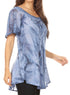 Sakkas Hana Tie Dye Relaxed Fit Embroidery Cap Sleeves Peasant Batik Blouse / Top